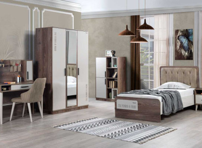 Complete's youth room set bed bookshelf bedside table wooden furniture 5 pieces